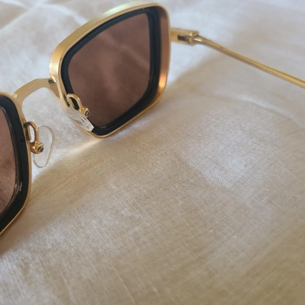 NEW Steampunk Retro Rectangle Sunglasses Unisex brown/gold/black